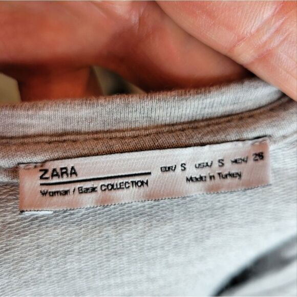 Zara basic Gray Knotted Front Lantern Sleeve Plain  light weight Sweatsh… - Picture 7 of 15